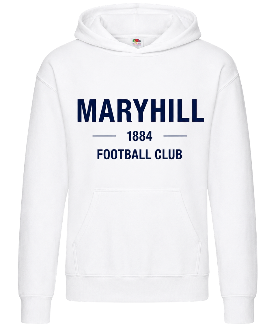 Maryhill FC 1884 Hoodie – White / Navy Print