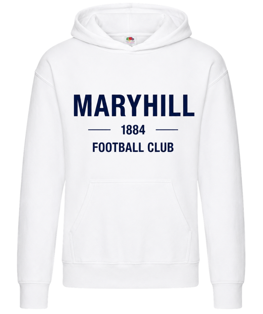 Maryhill FC 1884 Hoodie – White / Navy Print