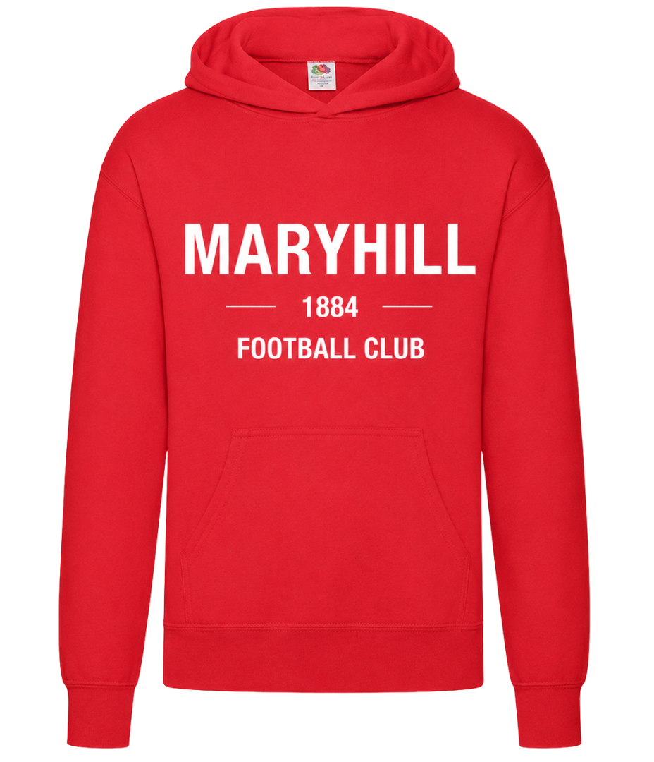 Maryhill FC 1884 Hoodie – Red / White Print