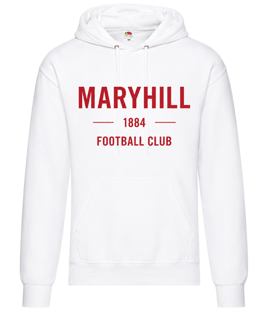 Maryhill FC 1884 Hoodie – White / Red Print
