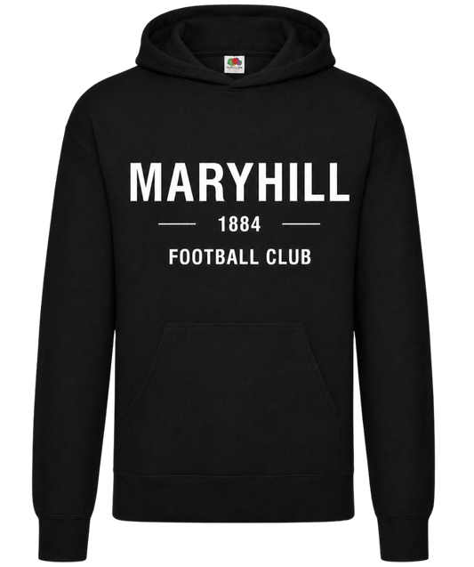 Maryhill FC 1884 Hoodie – Black / White Print