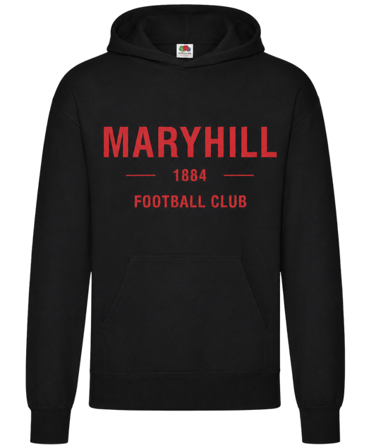 Maryhill FC 1884 Hoodie – Black / Red Print