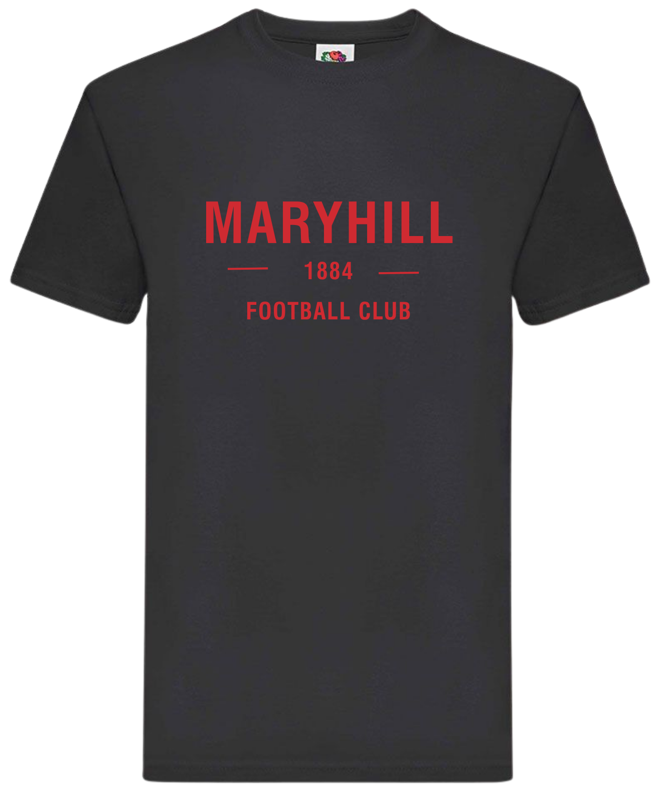 Maryhill FC 1884 Tee – Black / Red Print