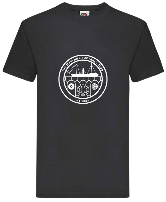 Maryhill FC Crest Tee - Black / White Print