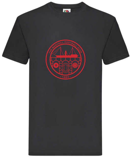 Maryhill FC Crest Tee - Black / Red Print